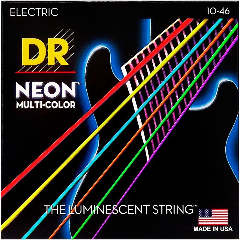 DR Strings Hi-Def NEON Multi-Color Coated Medium Electric Guitar Strings, 1 of 4
