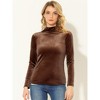 Allegra K Women's Solid Turtleneck Velvet Long Sleeve Work Basic Velour Blouse - 2 of 4