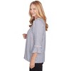 Alfred Dunner Womens Embroidered Split Neck Striped Top - 4 of 4