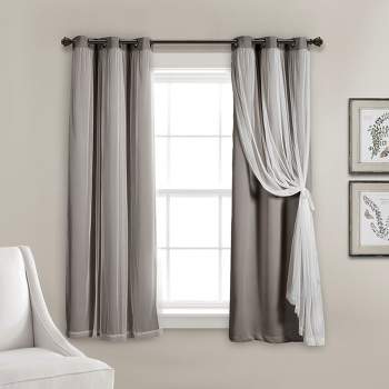 Lush Décor Grommet Sheer Panels With Insulated Blackout Lining Light Gray 38X45 Set