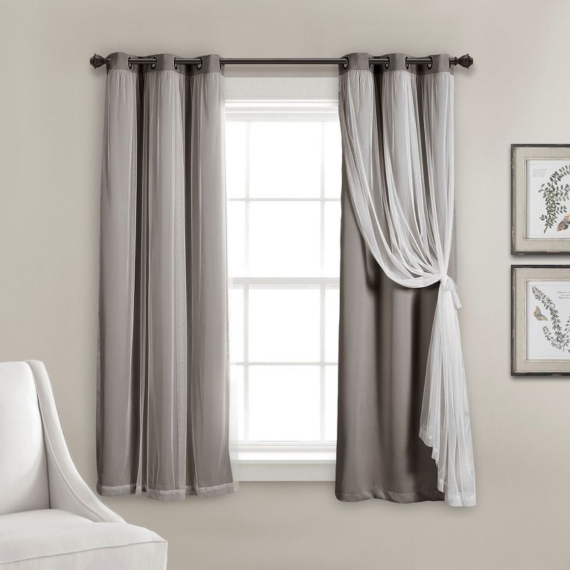 Lush Décor Grommet Sheer Panels With Insulated Blackout Lining Light Gray 38X45 Set, 1 of 7
