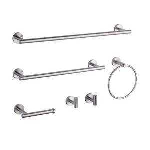 WOWOW 6-Piece Stainless Steel Bathroom Towel Rack Set in Brushed Nickel - 1 of 4