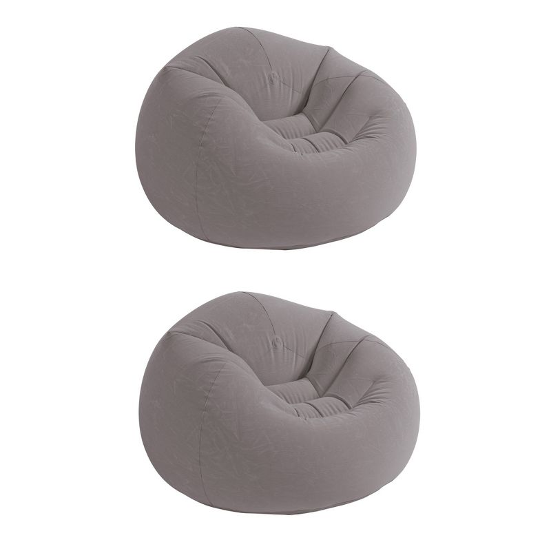 Intex Inflatable Contoured Corduroy Beanless Bag Lounge Chair, Gray (2 Pack), 1 of 7