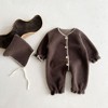 MyKids-USA Baby Solid Color Vintage Style Fleece Jumpsuits - 2 of 4