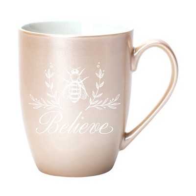 Elanze Designs Believe Precious Pearl 10 ounce New Bone China Coffee Cup Mug