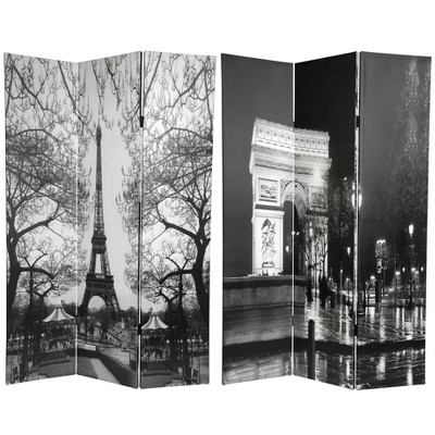 6' Tall Double Sided Paris Room Divider Eiffel Tower/Arc De Triomphe - Oriental Furniture