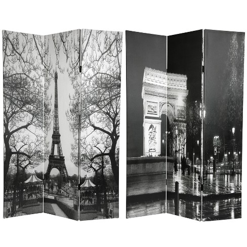 6' Tall Double Sided Paris Room Divider Eiffel Tower/Arc De Triomphe -  Oriental Furniture