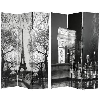 6' Tall Double Sided Paris Room Divider Eiffel Tower/Arc De Triomphe - Oriental Furniture