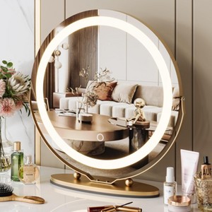 ighted Makeup Mirror - 19 Inch Vanity Mirror with Lights, Round Light Up Mirror with 3 Colors 360° Rotation Touch - 1 of 4