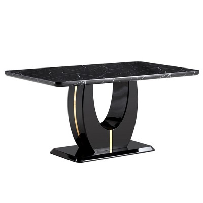 Nicbex 63 Inch Rectangle Dining Table With Imitation Marble Tabletop ...