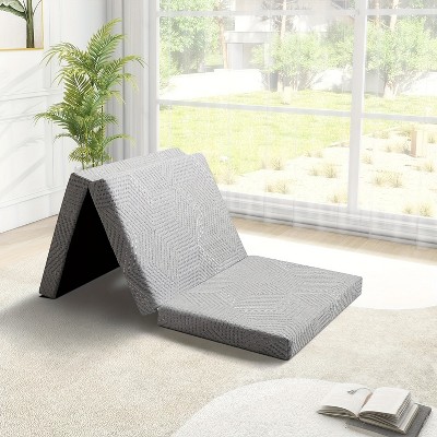 Dyonery three-fold memory foam mattress, 3/4-inch single-fold mattress, foldable and washable bedspread, travel and guest pad, grey