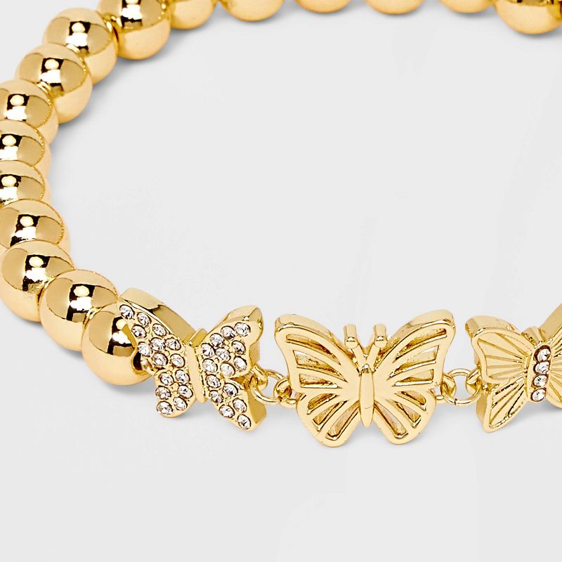 SUGARFIX by BaubleBar Pave Butterfly Stretch Bracelet - Gold, 4 of 5