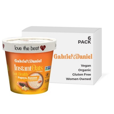 Gabriel & Daniel Organic Papaya Banana Oatmeal Cups | Gluten-Free, Non-GMO, High-Fiber Superfood Breakfast – Instant, 6-Pack
