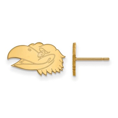 Black Bow Jewelry 14k Yellow Gold Kansas Jayhawks NCAA Post Earrings