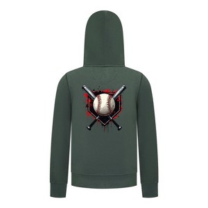 Everyday Kids Baseball Boys Zip Up Hoodie – Bold Home Plate, Crossed Bat & Baseball Sweatshirt - 1 of 4