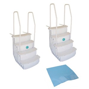 Main Access iStep Above Ground Swimming Pool Deck Step Ladders (2 Pack) + Mat - 1 of 4