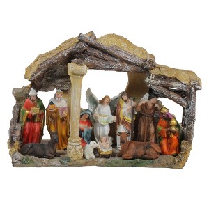 Northlight 18" Traditional Christmas Nativity with Stable House Decoration - 1 of 3