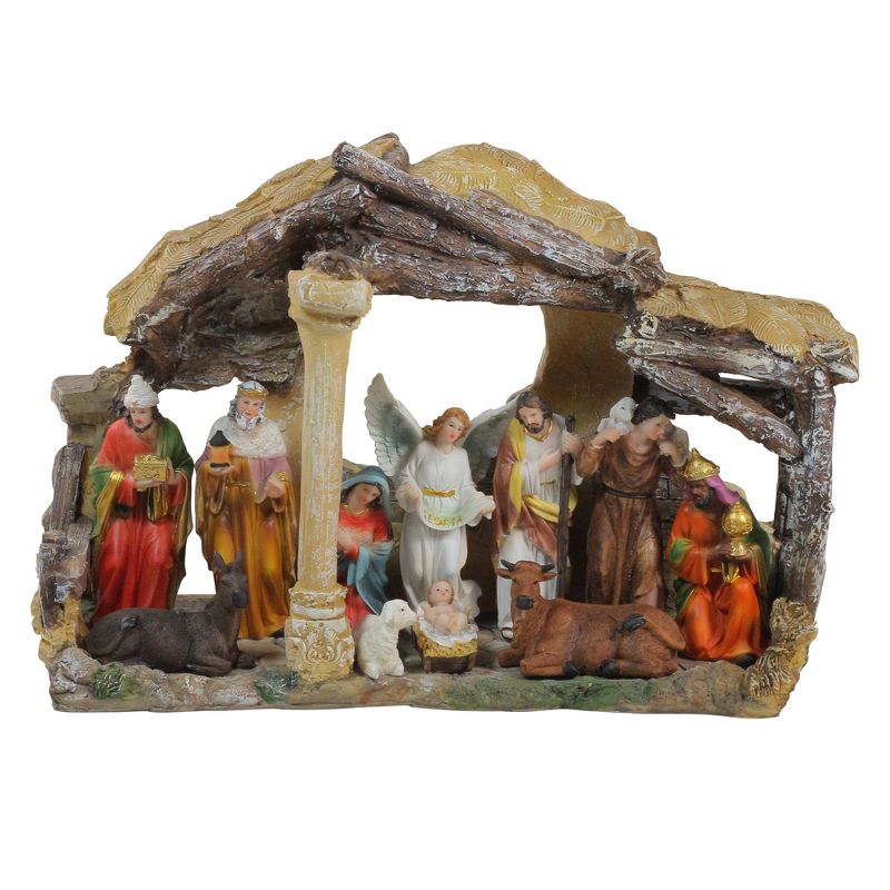 Northlight 18" Traditional Religious Christmas Nativity with Stable House Decoration, 1 of 4