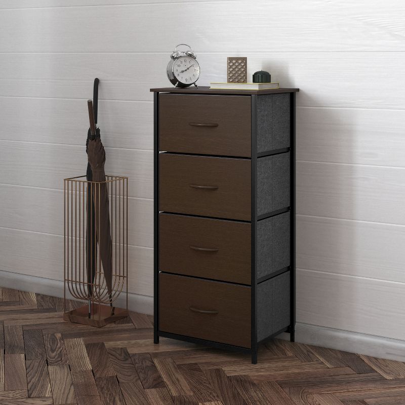 Flash Furniture Harris 4 Drawer Vertical Storage Dresser with Cast Iron Frame, Wood Top and Easy Pull Engineered Wood Drawers with Wooden Handles, 4 of 12
