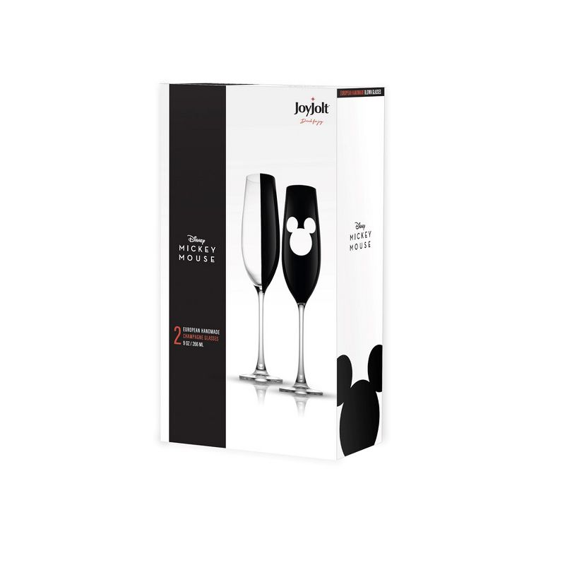JoyJolt Disney Luxury Mickey Mouse Crystal Stemmed Champagne Flute Glass - 9 oz - Set of 2, 5 of 6