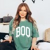 Simply Sage Market Women's Boo Distressed Short Sleeve Garment Dyed Tee - 2 of 4