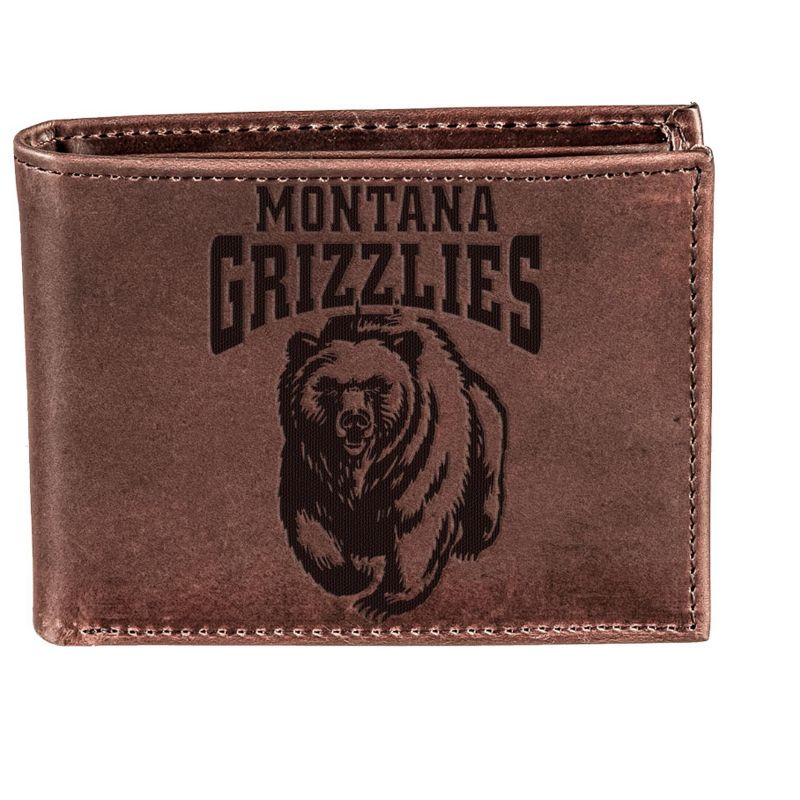 Evergreen NCAA Montana Grizzlies Brown Leather Bifold Wallet Officially Licensed with Gift Box, 1 of 2