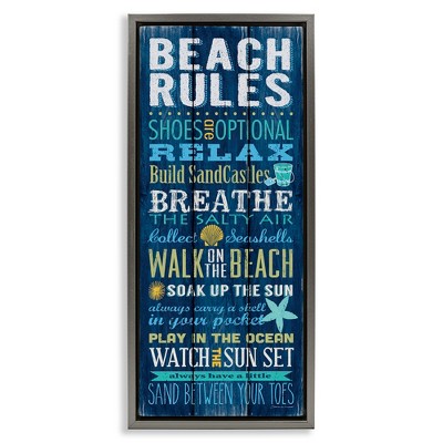 Stupell Industries Blue Planked Beach Rules Sign, 11" x 25"
