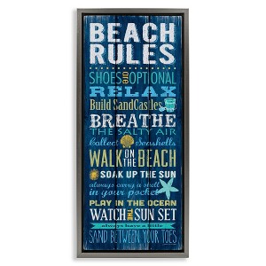 Stupell Industries Blue Planked Beach Rules Sign, 11" x 25" - 1 of 4