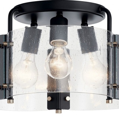 Thoreau Black and Clear Glass 14" Semi-Flush Ceiling Light