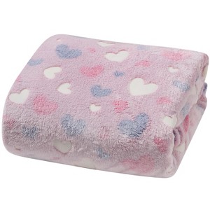 Goodgram Glow In The Dark Pink Hearts Ultra Plush Fleece Accent Throw Blanket - 50 In. X 60 In. - 1 of 3