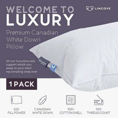 Lincove Cloud White Down Luxury Sleeping Pillow with Cotton Shell