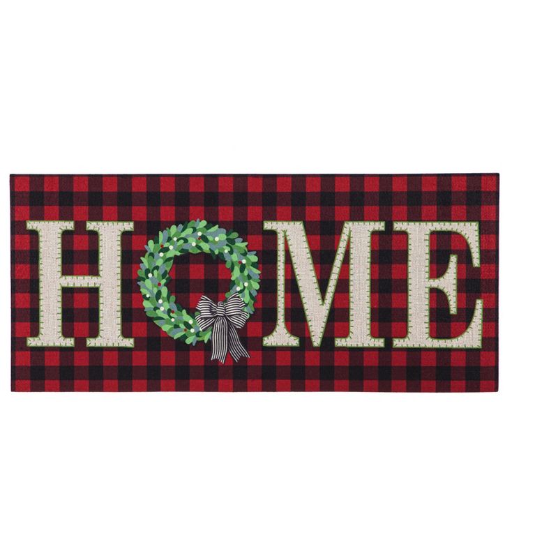 Evergreen Buffalo Check HOME Sassafras Indoor Outdoor Switch Doormat 1'10"x10" Red, 2 of 7