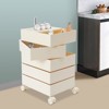 YIYIBYUS 360 Rotating Bedside Storage Cabinet 5 Tiers End Table with Wheels - 3 of 4