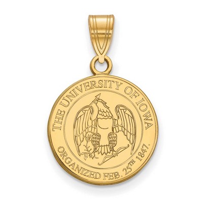 Black Bow Jewelry 14k Yellow Gold Plated Sterling Silver Iowa Hawkeyes NCAA Medium Pendant