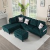 MAYEERTY 94.5 Inch L-Shaped Sectional - Solid Wood & Iron Frame, Storage Ottoman, Built-in Cup Holders - 4 of 4