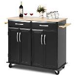 Costway Rolling Kitchen Trolley Island  Cart Wood Top Storage Cabinet Utility w/ Drawers