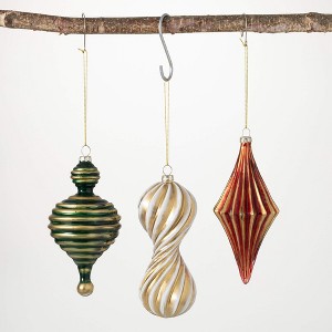 6.5"H  6.75"H and 6.25"H Sullivans Classic Finial Ornament - Set of 3  Multicolored Christmas Ornaments - 1 of 2