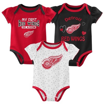 NHL Detroit Red Wings Baby Girls' Winning Goal 3pk Bodysuit Set