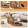 Oval Coffee Table with Double Layer Design, Glass Cocktail Table Accent Table Sofa Side Table Center Table, Marble / Wood Grain - ModernLuxe - 3 of 4