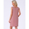 INSPIRE CHIC Women's Sleeveless Summer Night Shirts Pleated Front Round Neck Tank Nightgowns - 4 of 4