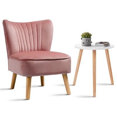 Costway 2pcs Accent Chair and Side Table set Velvet Sofa Round & Sofa Table