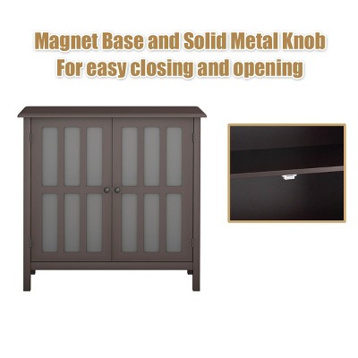 Elegant Modern Brown MDF and Glass Sideboard Storage Cabinet