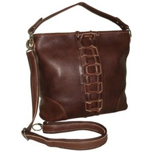 AmeriLeather Mandy Leather Handbag – Interwoven Center Design, Top Grain Cowhide, Spacious Compartments, 16.5" Classic Tote - 1 of 4
