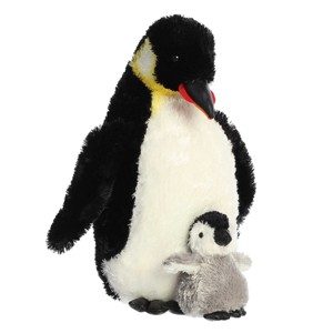 Aurora Medium Emperor Penguin with Baby Wild Life Playful Stuffed Animal White 12" - 1 of 4