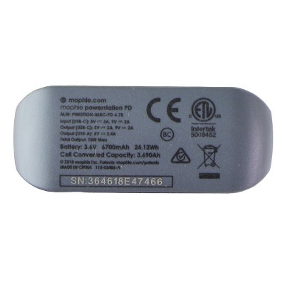 Mophie PowerStation PD 6,700mAh Portable USB-A & USB-C Dual-Port Charger - Black