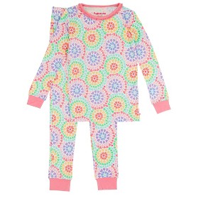 RuffleButts SoftSnooze Big Girls Ruffle Long Sleeve Pajama Set - 1 of 4