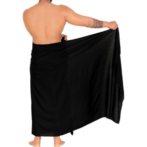 LA LEELA Men's Cover Up Casual Vacation Beach Holidays Summer Long Swim Trunk Swimwear For Men Beachwear Pareo One Size Coal, Solid - 1 of 4