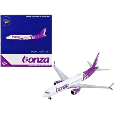 Boeing 737 MAX 8 Commercial Aircraft "Bonza Aviation" White and Purple 1/400 Diecast Model Airplane by GeminiJets