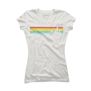 Junior's Design By Humans Castle Silhouette Amongst a Rainbow Stripe By T-Shirt - 1 of 2