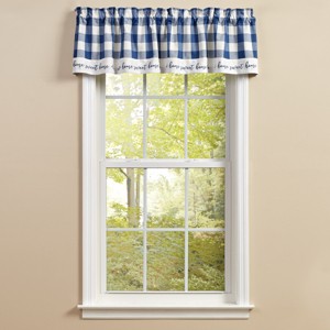 Park Designs Buffalo Check Home Lined China Blue Valance 60" x 14" - 1 of 3